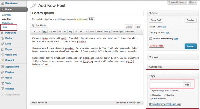 Assign tags to your post