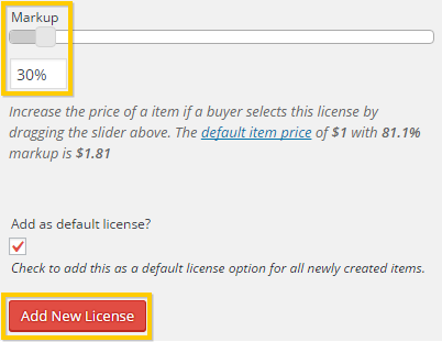 Adding a markup value to a Sell Media license