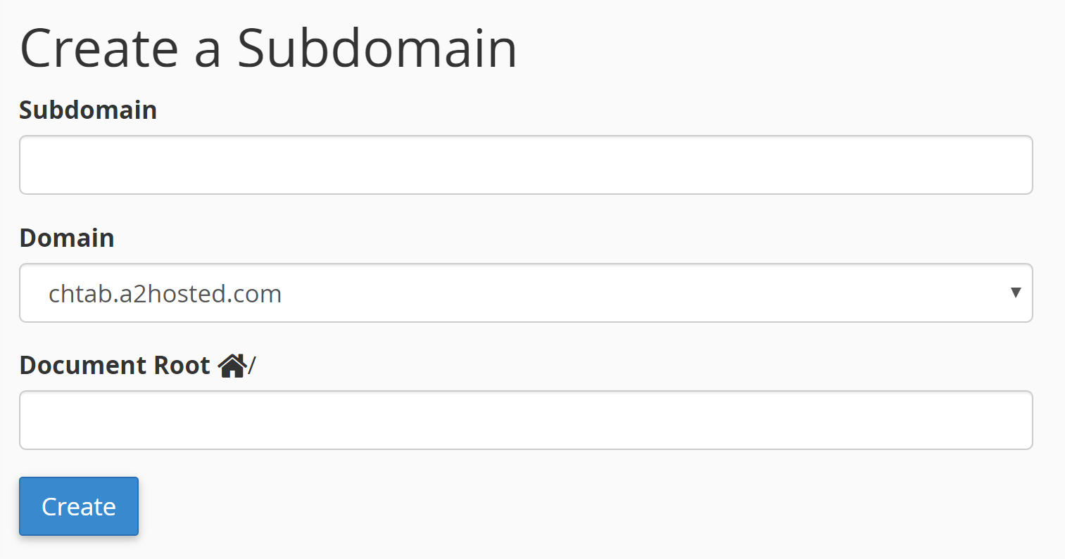The settings for your subdomain.